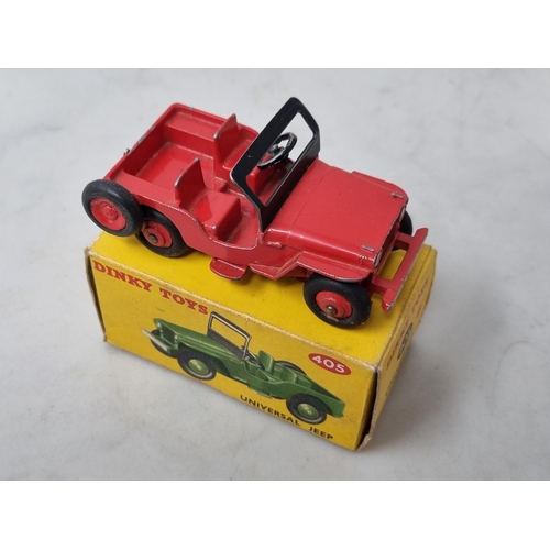 1323 - A boxed Dinky Toys No.405 red Universal Jeep, Ex, box Ex