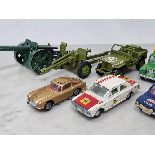 1333 - A collection of unboxed Corgi and Dinky Toys including Fordson Super Major Tractor and Plough, James... 