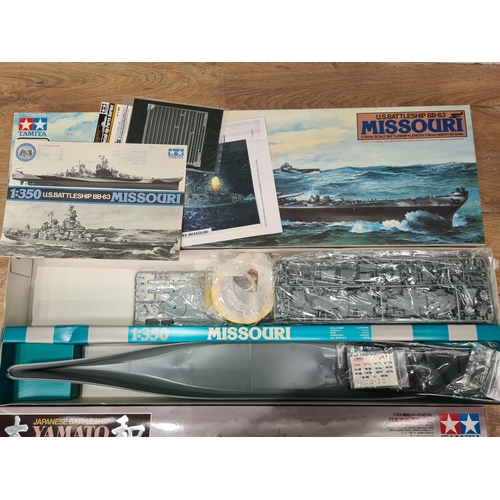 1345 - Two Tamiya 1:350 scale Plastic Kits of U.S. Battleship 'BB-63 Missouri' and Japanese Battleship 'Yam... 