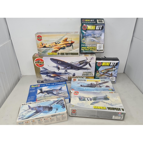 1347 - Eight boxed Airfix, Revell and Frog plastic Aircraft Kits including Dogfight Doubles Messerschmitt B... 