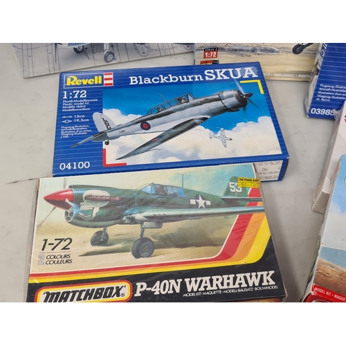 1352 - Twelve boxed Airfix, Revell and Matchbox Aircraft and Military Vehicle Kits including Avenger, Anson... 