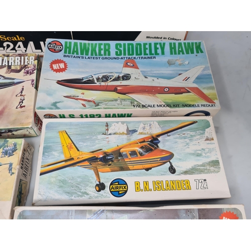 1353 - Eleven boxed Airfix and Revell plastic aircraft and military Kits including B-24 Liberator, Islander... 