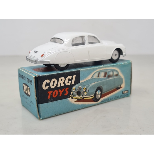 1386 - A boxed Corgi Toys No.208 white Jaguar 2.4l Saloon, VG, box VG