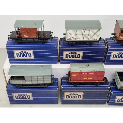 1014 - Ten boxed Hornby Dublo BR 3-rail Wagons in mint or very near mint condition. All with superb blue an... 