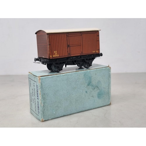 1021 - A boxed Hornby Dublo pre-war N.E. Goods Van in near mint condition. Chassis and wheels show no sign ... 