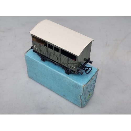 1027 - A boxed Hornby Dublo pre-war G.W.R. Cattle Truck in near mint condition, no fatigue to wheels or cha... 