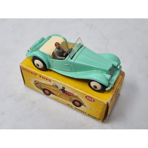 1196 - A boxed Dinky Toys No.102 green MG Midget, Nr M-M, box Ex