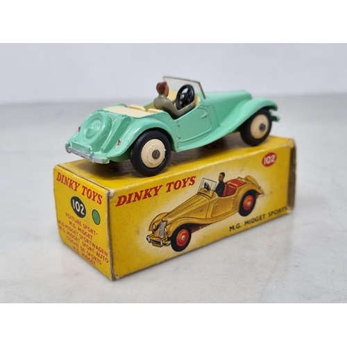 1196 - A boxed Dinky Toys No.102 green MG Midget, Nr M-M, box Ex