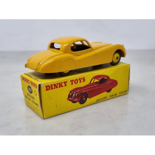 1243 - A boxed Dinky Toys No.157 yellow Jaguar XK120, Nr M-M, box Ex