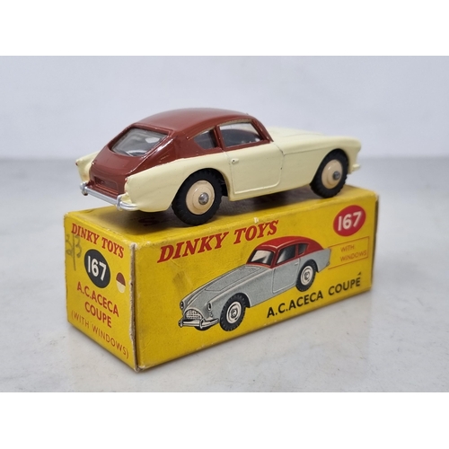 1246 - A boxed Dinky Toys No.167 brown and cream AC Aceca, Nr M-M, box Ex