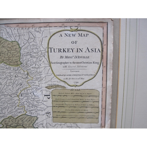 405 - PUBLISHER, LAURIE & WHITTLE.(1794) an engraved map titled 'A Map of Turkey in Asia' by Msr. D'Anvill... 