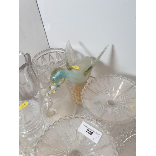 305 - A quantity of Glassware including, a Dartington Crystal Paper Weight, a Fruit Bowl, Tray, Drinking G... 