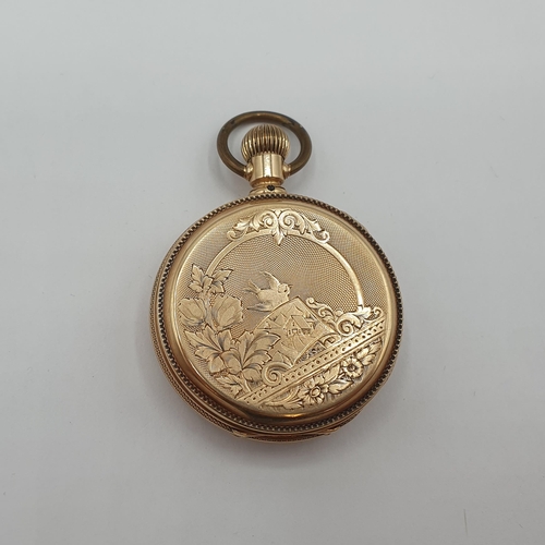 151 - An Elgin keyless wind Hunter Pocket Watch the white enamel dial with roman numerals and subsidiary s... 