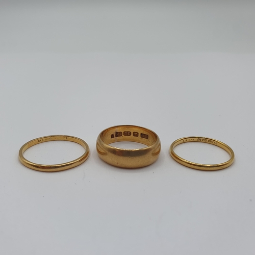 163 - Three 22ct gold Wedding Bands, approx 10gms