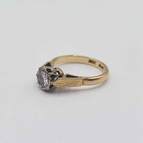 181 - A Diamond single stone Ring illusion-set brilliant-cut stone in stamped 18ct and PLAT, ring size J 1... 