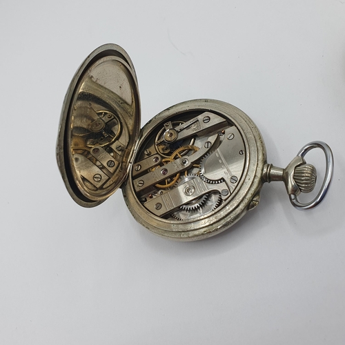 186 - A French silver cased open faced keyless wind Pocket Watch the white enamel dial with roman numerals... 