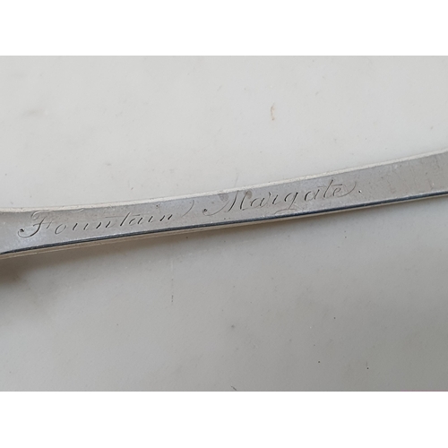 102 - A George III silver Table Spoon fiddle pattern engraved initial R, London 1809, and  a Georgian bott... 