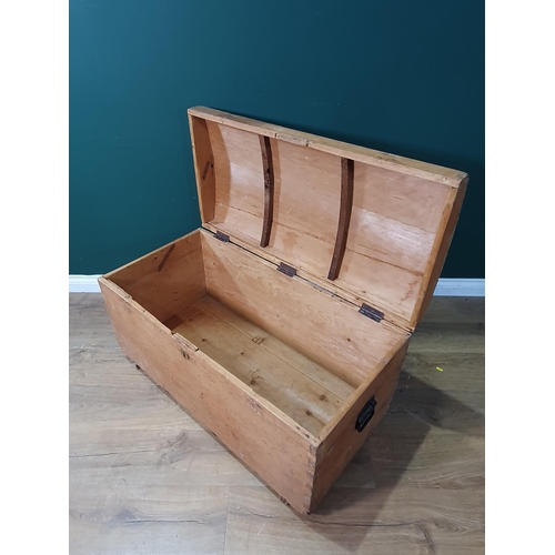 11 - A pine domed top Trunk with pair of carry handles, 1ft 9