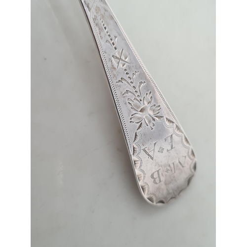 145 - A Georgian silver bottom marked Table Spoon Hanoverian pattern engraved initials and date 1767, and ... 