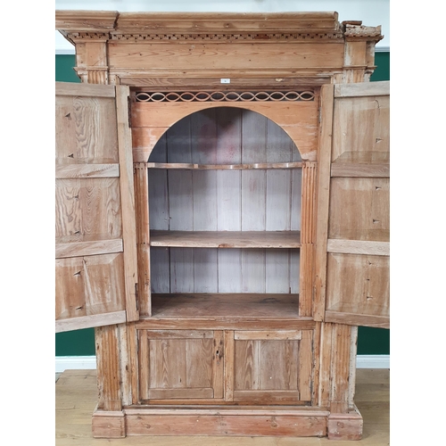 16 - An antique pine Cupboard fitted four panelled doors A/F 6ft 10in H x 5ft 6in W (R11)