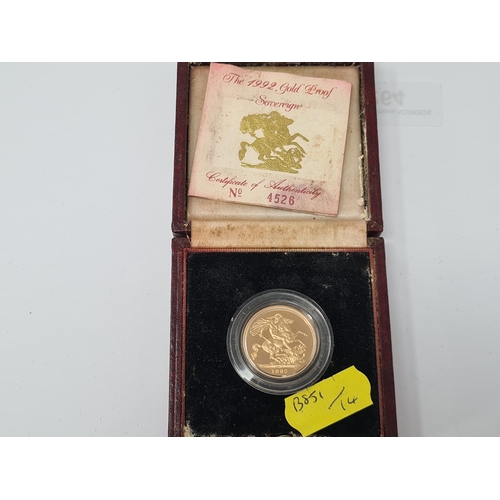 264 - An Elizabeth II Proof Sovereign 1992, in case of issue, with certificate, A/F