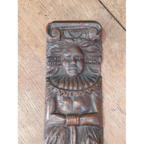 28 - A 17th Century carved oak Caryatid, 15in H x 4in W, (R6)