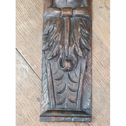 28 - A 17th Century carved oak Caryatid, 15in H x 4in W, (R6)