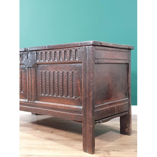 32 - A 17th Century oak joined Coffer, 2ft 4in H x 4ft 1in L x 21in D, (R10)