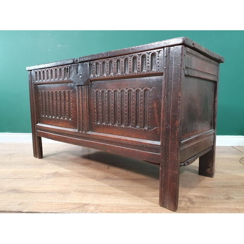 32 - A 17th Century oak joined Coffer, 2ft 4in H x 4ft 1in L x 21in D, (R10)