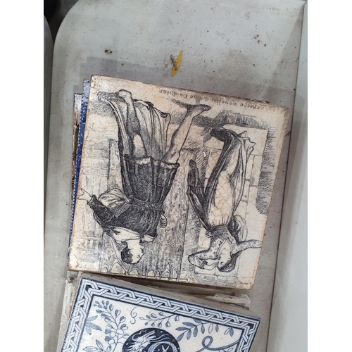 345 - A quantity of Tiles including one depicting two characters and marked Josiah Wedgwood & Sons, and ot... 