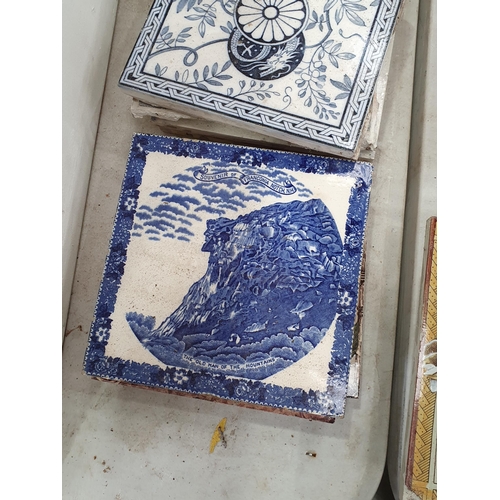 345 - A quantity of Tiles including one depicting two characters and marked Josiah Wedgwood & Sons, and ot... 