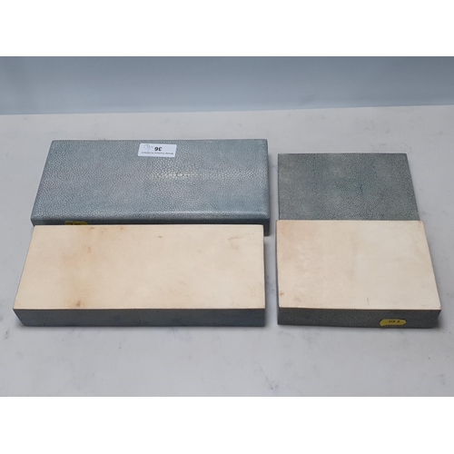 36 - Two shagreen covered rectangular Boxes 11 3/4in and 6 1/4in W (Cab)