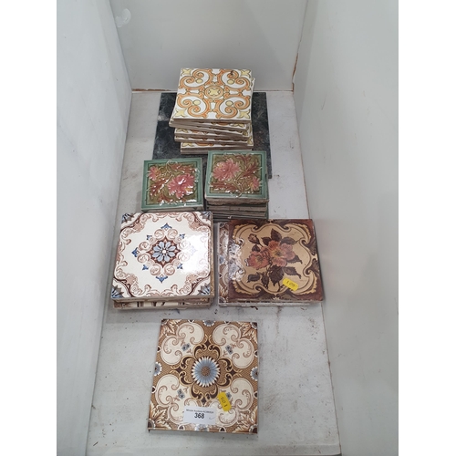 368 - A quantity od ceramic Tiles with various floral designs (R5)