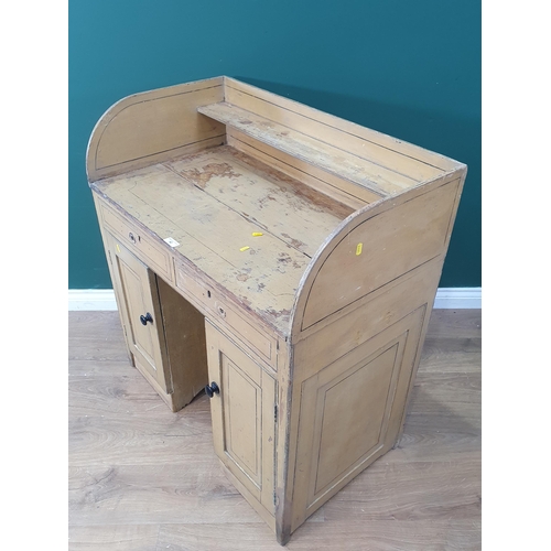 42 - A painted pine Washstand with shaped upstand fitted pair of long drawers over pair of panelled doors... 