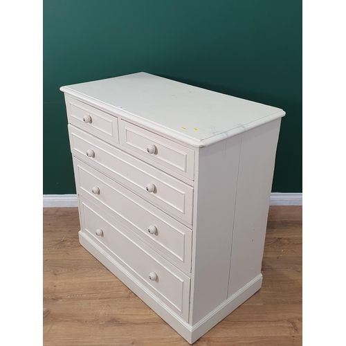 458 - A cream painted Chest of two short and three long drawers 3ft 4in W x 3ft 4in H and a Nest of three ... 