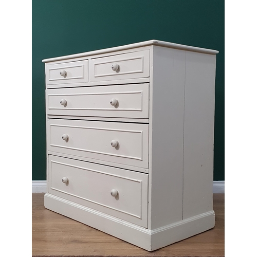 458 - A cream painted Chest of two short and three long drawers 3ft 4in W x 3ft 4in H and a Nest of three ... 