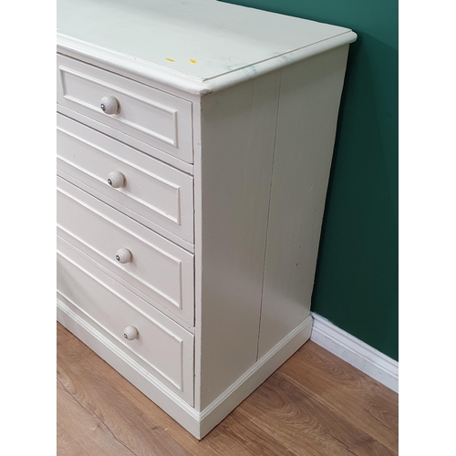 458 - A cream painted Chest of two short and three long drawers 3ft 4in W x 3ft 4in H and a Nest of three ... 