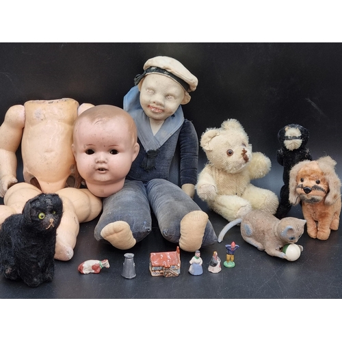 52 - A Norah Wellings Sailor Boy, small Teddy Bear, clockwork Cat, Black Cat, Lion, Monkey, etc (R1)