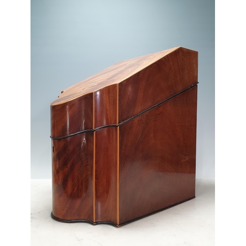 683 - A 19th Century mahogany Stationary Box (formerly a knife box) with hinged sloping front, 14 1/2in H ... 