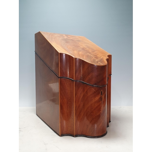 683 - A 19th Century mahogany Stationary Box (formerly a knife box) with hinged sloping front, 14 1/2in H ... 