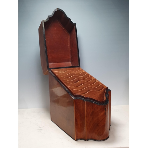 683 - A 19th Century mahogany Stationary Box (formerly a knife box) with hinged sloping front, 14 1/2in H ... 