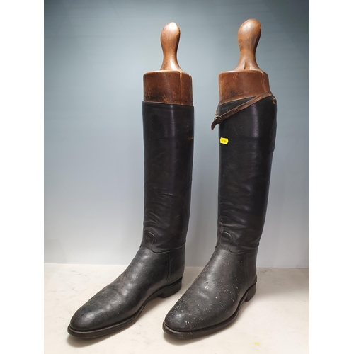 685 - A pair of black leather Riding Boots and boot trees, (R10)