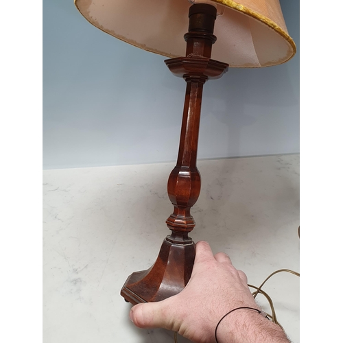 686 - A turned wooden Table Lamp with weighted base, failed PAT (flex), (R9)