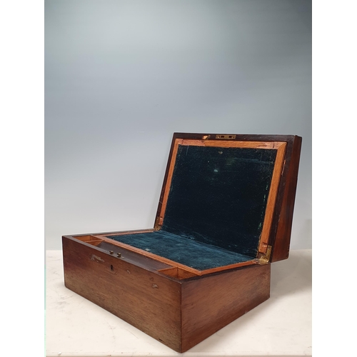 691 - A rosewood Writing Slope with blue fitted writing surface, A/F, 6in H x 1ft 2in W, (R8)