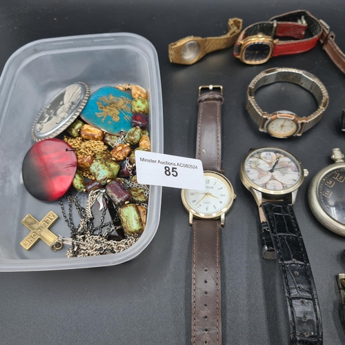 85 - A plated cased Pocket Watch, collection of numerous Wristwatches and sundry Costume Jewellery