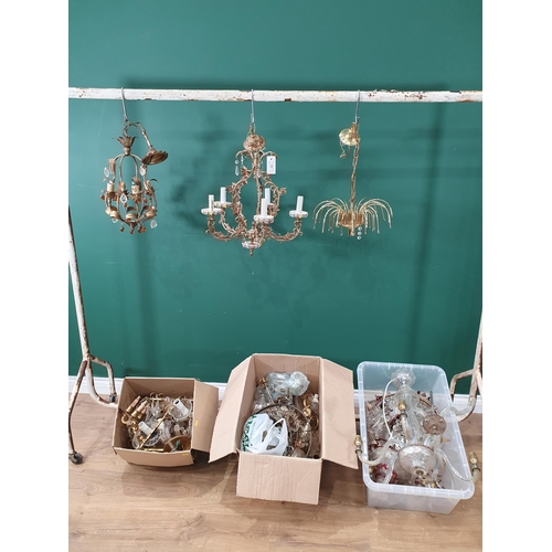 745 - A quantity of Chandelier parts, gilt Wall Lights etc (R10)