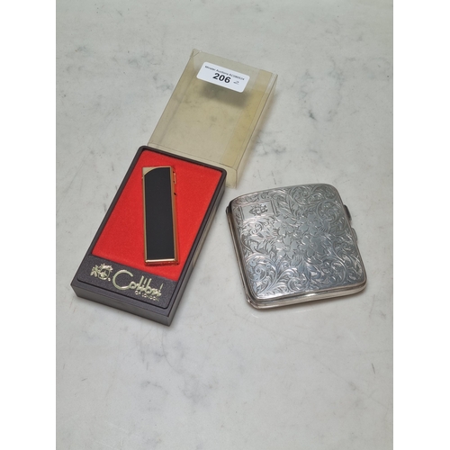 206 - A silver Cigarette Case, Birmingham 1929, and a Cigarette Lighter