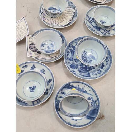 374 - Eight Ca Mau Tea Bowls and Saucers of varying designs and two Tek Sing Saucer Dishes (R5)