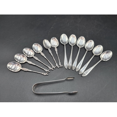 120 - Six George V silver Coffee Spoons, Birmingham 1933, six Continental silver Coffee Spoons with spiral... 