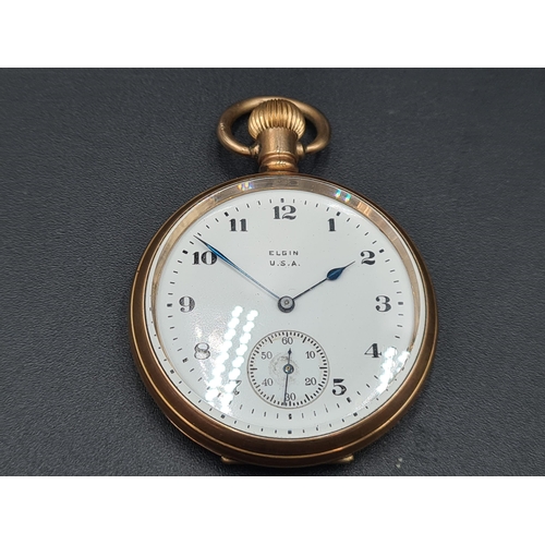 128 - A Waltham Pocket Watch with subsidiary seconds dial, with gold plated Albert, and an Elgin Pocket Wa... 